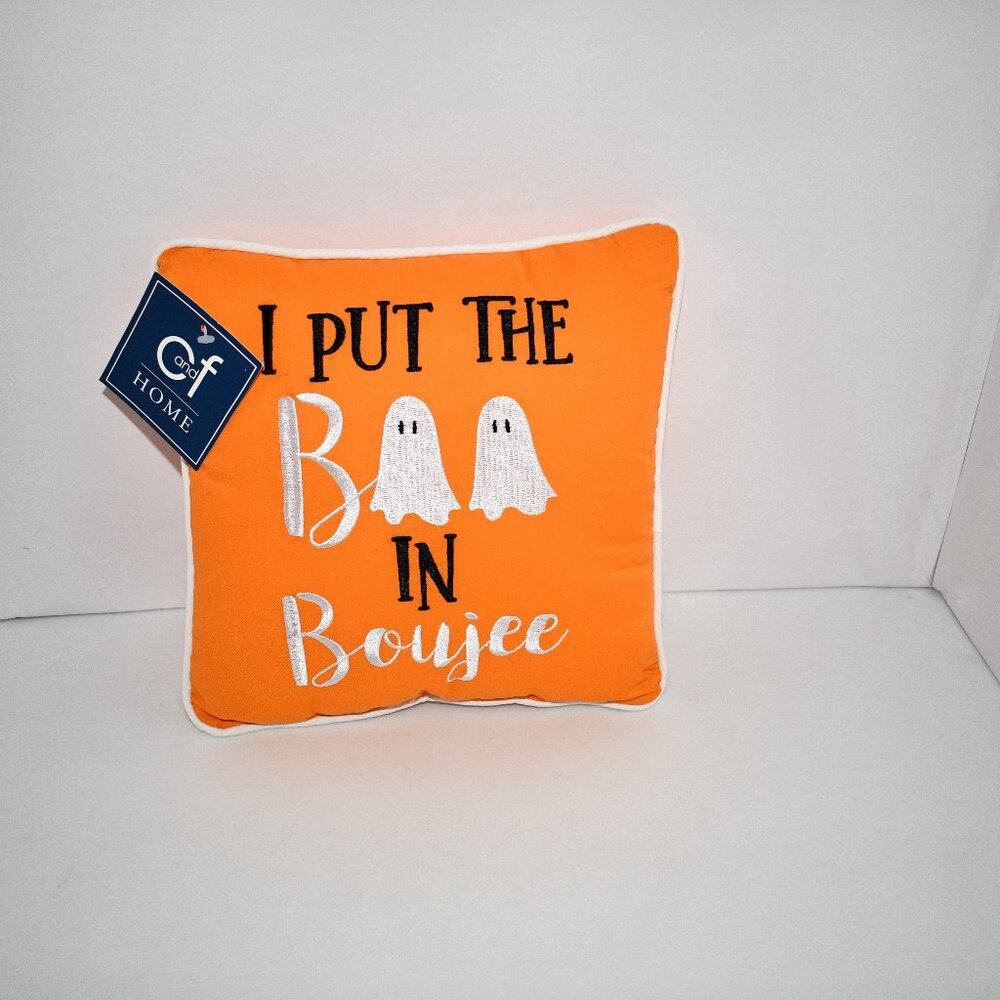 C&F Home "Boo in Boujee Script Ghosts" Small Accent Throw Pillow 10 x 10 – NWT